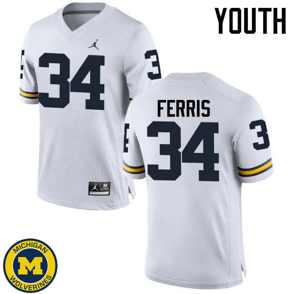 Youth Michigan Wolverines #34 Kenneth Ferris White High School Jersey